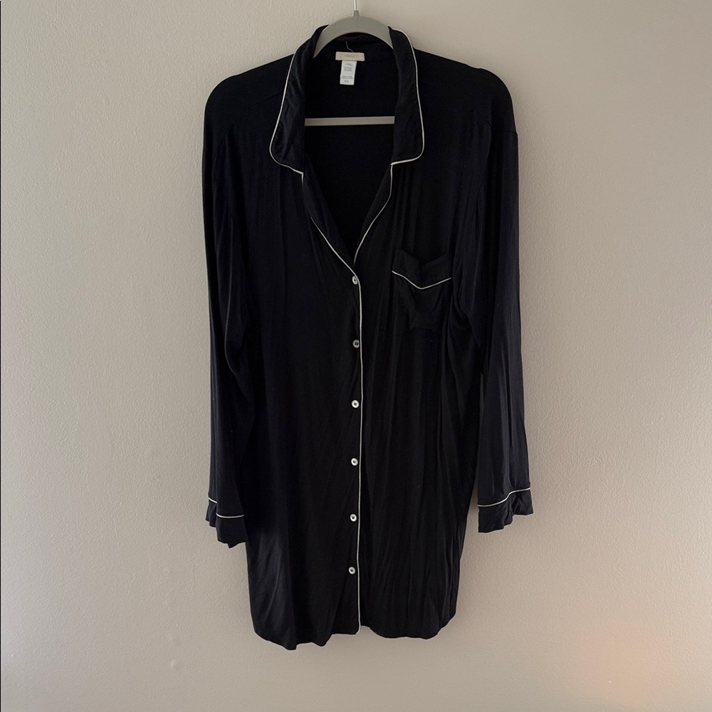 Eberjey Black Long Sleeve Nightshirt